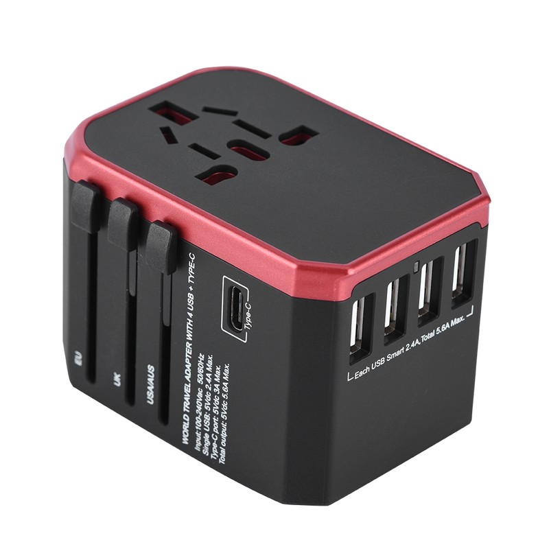 Universal Travel Adapter Plug 4 USB Ports Type C Sockets