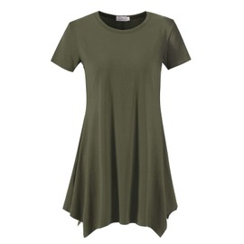 Topdress Women's Loose Fit Swing Shirt Casual Tunic Top For Leggings Army Green S New