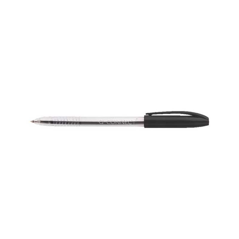 Q-Connect Stick Ballpoint Pen Medium KF02457 - Black, Pack of