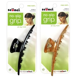 Scunci No-Slip Grip for Fine Hair Jaw Clip, Assorted Colors 1 ea (Pack of 2)