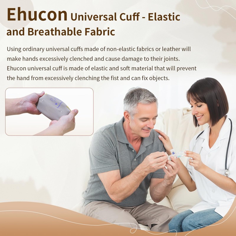 Ehucon Adaptive Cutlery with Universal Elastic Utensil Holder Cuff Set,Eating