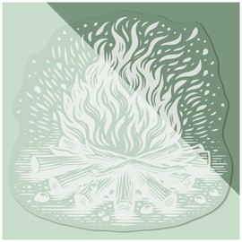 Small 100mm 'Camp Fire' Clear Static Window Cling Sticker/Decal (White) (WC00101394)