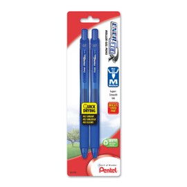 Pentel EnerGel-X Retractable Liquid Gel Pen 0.7mm, Metal Tip, Medium, Blue Ink (2 Pack) (BL107BP2C)