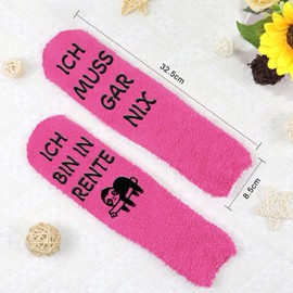 Kisvic Funny Socks for Retirement Entry Gift Woman, I Am in Pension, I Must Gar Nix, Pensioner Gift, Woman, Ladies, Cuddly Socks, Funny Socks, Retirement Entry Farewell Gift, Bright pink