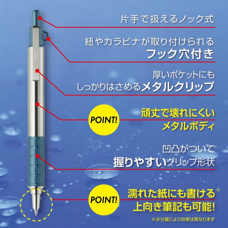 Zebra P-BA100-GBK Permanent Ball Point Wetney 0.7mm Gun Metallic Axis