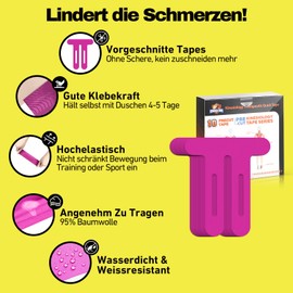 Pre-Cut Knee Tape, Pack of 10, Precut Kinesiotapes, Skin-Friendly with Perfect Wearing Comfort, Waterproof & Elastic Tape Knee Joint for Knee Pain - Pink