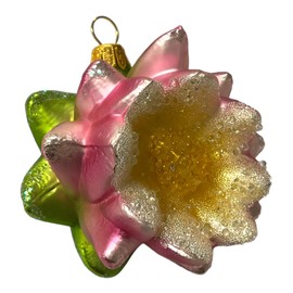 Water Lily Lotus Flower Polish Glass Christmas Tree Ornament