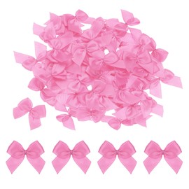 MECCANIXITY 100Pcs Mini Ribbon Bow 1" Mini Fabric Satin Ribbon Flower Bows for Craft DIY Sewing Wedding Birthday Party Gift Wrap Bows Rose Red