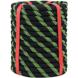 Double Braid Arborist Rope Black(1/2 in x 50 ft) Arborist Rigging Polyester Rope - 48 Strand Rope Swing for Tree Bull Rope for Outdoor, Climbing, Swing, Sailing