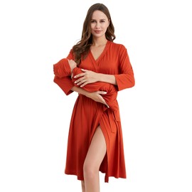 Galabloomer Maternity Robe and Baby Receiving Blanket, Matching Mommy Labor Delivery Robe and Swaddle Set Floral