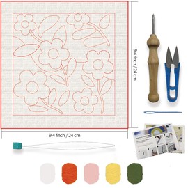 FREEBLOSS Flowers Punch Needle Embroidery Starter Kits for Adults Beginners, Framed Punch Embroidery Kit Include Instructions, Punch Needle Fabric with Daisy Pattern, Flower Wall Hanging Decor