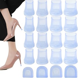 BEILUBANG BEILUBANG 16PCS U-Shape 4 Sizes High Heels Heel Protectors, Anti-Slip and Noise Reduction, Replacement for Shallow Shoes Fine High Heels Heel Protectors, Outdoor (Clear, XX,XS,S,M)