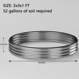 ZFHgarden Diameter 3FT Camp Fire Ring Pit Round Galvanized Fire Ring for Outside FirePit，Height 12 Inch, 3x3x1ft Round Galvanized Steel Fire Pit，Steel Fire Pit Silver for Backyard, Camping, Bonfire