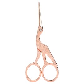 Tijeras de Costura Vintage, Acabado Rose Gold con Patrón Grulla, Acero Inoxidable para Bordado, Patchwork y Manualidades, 11.5 cm para Costureras