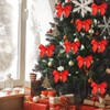 24 Pack Christmas Tree Red Velvet Bows Set, Red Christmas