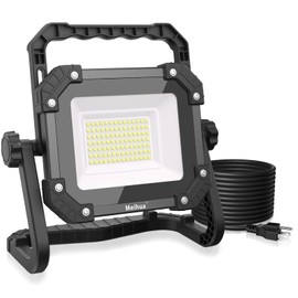 MEIHUA 80W LED Work Light with Stand, 8000LM LED Flood Lights, 800W Equivalent, IP65 Waterproof 11.48FT Cable with Plug Switch, 6500K, Brightness Adjustable Job Site Light for Garage Workshop