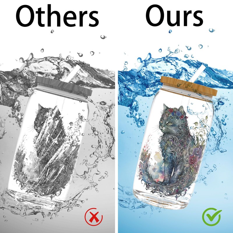 24PCS UV DTF Cup Wrap Stickers, Dreamy Cats Rub on