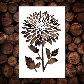 Flower Dahlia Stencil - Reusable Flowers Stencils for Painting on Wood, Glass, Wall Rock, Walls, Canvas, Glassware, Airbrushing, Spray Painting (4x6.5 Size)