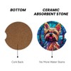 Yorkie Stained Dog Breed Glass Art Ceramic Car Cup Holder