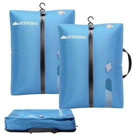 YEEKORO Vacuum Bags for Travel, Professional IP67 Reusable Vacuum Compression Bags for Travel Suitcases, Durable Space Saver Bag (2 PACK BLUE, No Pump)