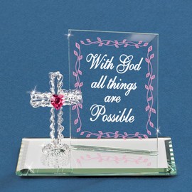 Glass Baron "With God, All Things are Possible" Plaque and Cross