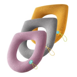 GLEAVI 3Pcs Toilet Seat Cover Cushion Pad Washable Reusable Toilet Seat Mat with Hanging Loop Comfortable Skin Friendly for All Seasons