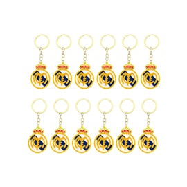 Soccer Team Football Keychain, Metal Keyring for Soccer Fans, Sports Team Keychain - Set of 12 (Real M)