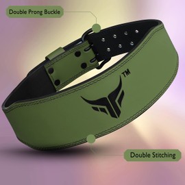 Mytra Fusion Weight Lifting Belt Real Leather Gym Belt Men & Women Lifting Belt for Weightlifting, Workout, Powerlifting, Strength Training (S, Green)
