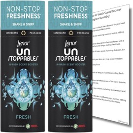 Lenor Scent Booster Beads - 2 x 176 gr of Unstoppables In-Wash Scent Booster, Laundry Scent Booster Beads Bundled with Fade-Style Card of 10 Tips for Scent Booster Laundry Beads