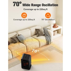 BALKO Space Heater, Portable Electric Heaters for Indoor Use with Thermostat, 3 Modes, 20ft Remote Control, 30dB,Tip-over & Overheat Protection, 1500W PTC Ceramic Baby Safe Heater for Large Room