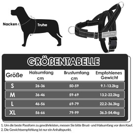 Eyein Dog Harness with Lead for Large and Medium Dogs, Adjustable Anti-Pull Chest Harness with Soft Padding, Reflective Harness with Front Clip for Walks and Training, Black, M