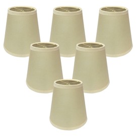 Royal Designs Round Clip on Chandelier Lamp Shade, Burgundy Stripe, 3"" x 5"" x 4.5""", Eggshell 6in, Set of 6 (CS-951-6EG/P-6)