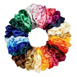 40 pzs de Círculos de Cabello Satinado, Bandas de Pelo de Satén para Mujeres, Diadema Elástica Grande para Niñas, Scrunchies de Satén, Ligas Satinadas