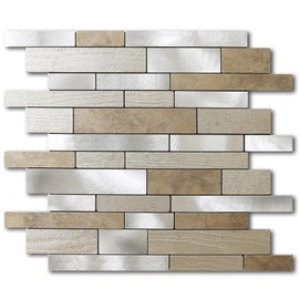 VAOVI Linear Mosaic Backsplash Peel and Stick Tile for Stove,Subway Tile Metal Backsplash for Kitchen Wall Heat Resistant Stickers(Blue 10pcs)