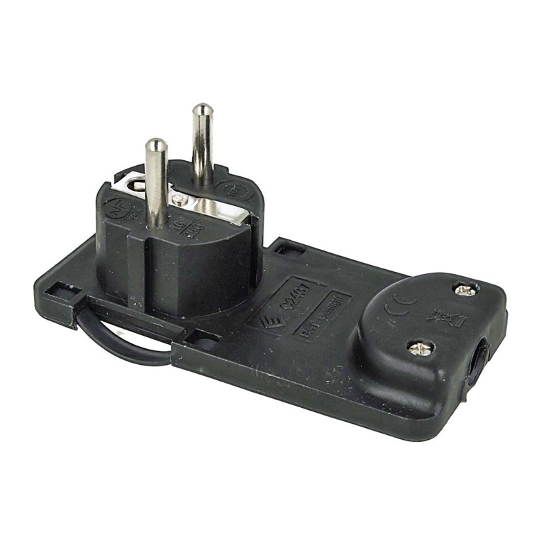 Pack of 2 Space-Saving Flat Schuko Plugs, 90 Degree Cable