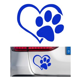 Yourkar Pet Dog Paw Print Sticker, Love Heart Dog Paw Stamped Automotive Window Decor Decal, Cute Paw Stickers for Vehicles Windows Walls Laptop Luggage, Exterior Car Accessories (Blue)