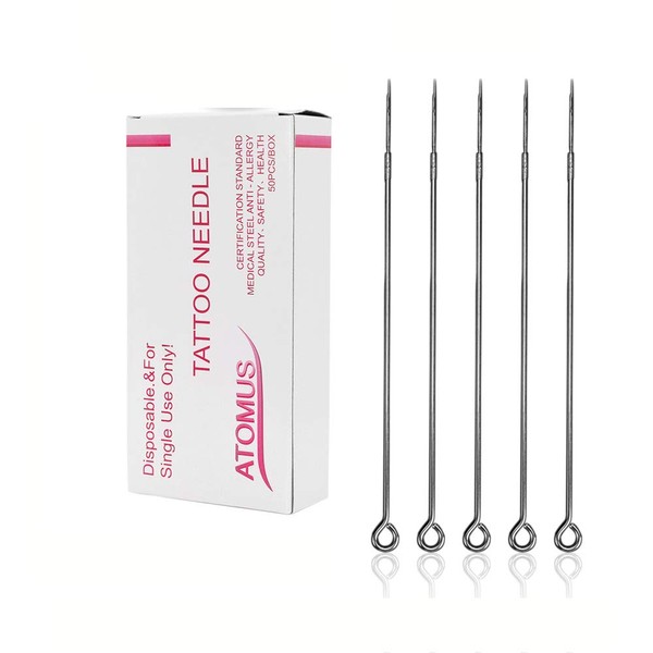 ATOMUS 50pcs 1RL Round Liner Tattoo Needles Disposable Sterilized Professional Tattoo Needles (1RL)