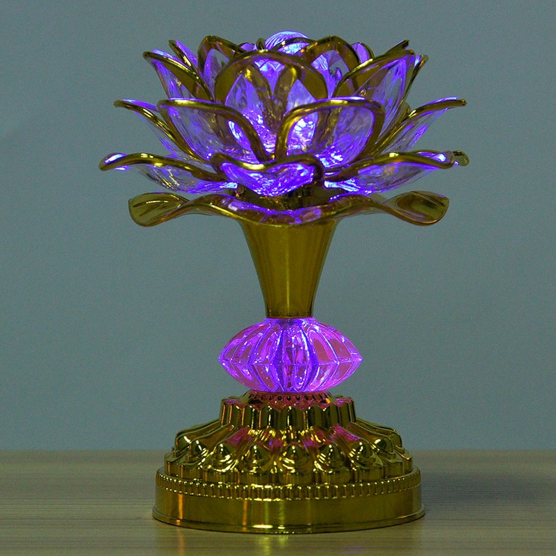 LED Multicolor Buddhist Lotus Lamp with 13 Different Buddhist Songs