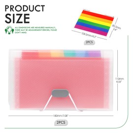 Keadic 2Pcs 13-Pockets Expanding File Folder, Mini Accordion File Organizer with Buckle, A6 Plastic Portable Wallet for Bill, Coupon, Invoice, Receipt, Cards, Tickets Storage