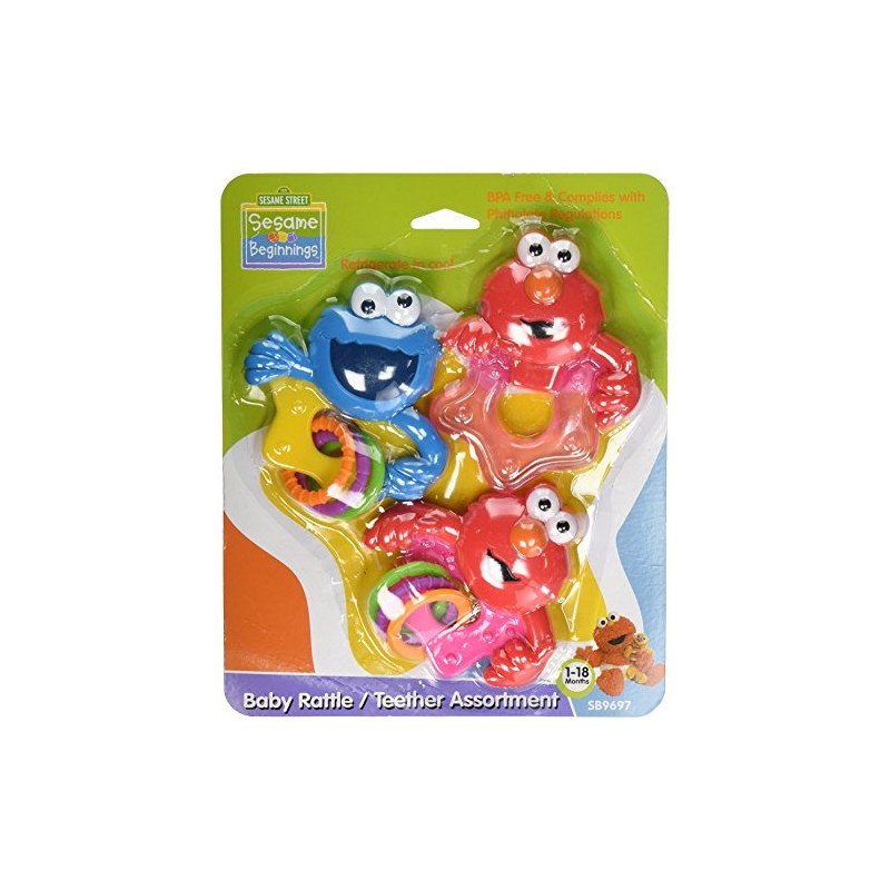 Sesame Beginnings 3 Piece Teether and Rattle Set