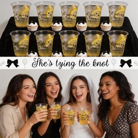 50PCS Black Bride or Die Bachelorette Party Plastic Cups 12 OZ Clear Disposable Cups Beverage Water Container for Black Bridal Shower Wedding Engagement Hen Party Decorations