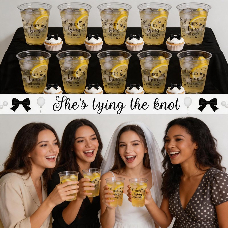 50PCS Black Bride or Die Bachelorette Party Plastic Cups 12