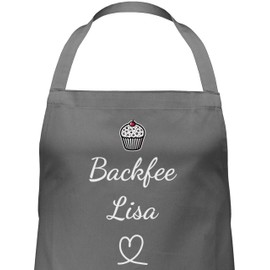 Geschenk mit Namen personalisiert by Shirtracer - Apron - Baking Apron for Women - Backfee with Name - Gift Ideas for Women Birthday Christmas Mother's Day, 2 anthracite