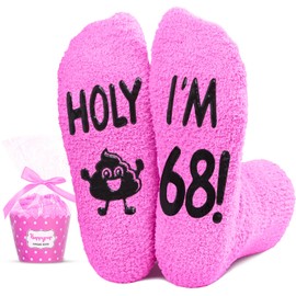 HAPPYPOP 68th Birthday Gifts for Women - 68 Year Old Birthday Gift Ideas for Grandma Granny, Socks for 68 Year Old in Pink