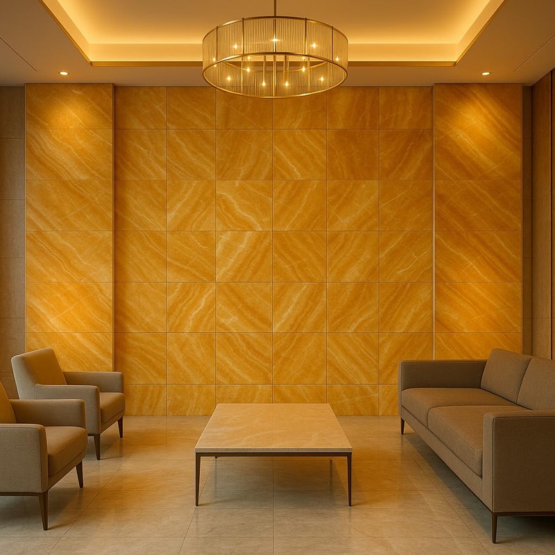 Tenedos Premium Gold Onyx 12x12 Polished Marble Tile - Natural