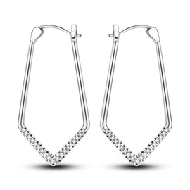 NARMO 925 Sterling Silver Earrings for Women, Cubic Zirconia Hoop Earrings, Minimalist Earrings, A Jewellery Gift for Mother and Wife, Sterling Silver, Cubic Zirconia
