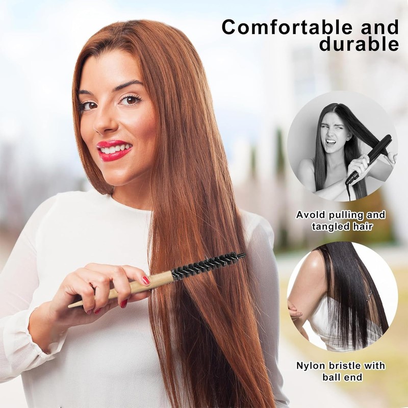 Tavvke 2-Pack Small Round Hair Brush Set, Mini Curl Brushes