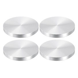 PATIKIL 60mm Round Shape Aluminum Disc, 4 Pack M10 Thread 7mm Thickness Hardware Aluminum Circle Glass Table Top Disc for Glass Table, Silver