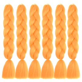 SHUOHAN 6 Packs Ombre Jumbo Braiding Hair Extensions 24 Inch High Temperature Synthetic Fiber Hair Extensions for Box Braids Braiding Hair (Orange)
