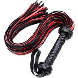 Horse Red Flogger 30" Premium Riding Horse Whip 30'' Riding Whips for Horses Faux Leather Floggers for Bedroom Leather Whips for Adults